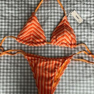 Striped Orange Bikini Set